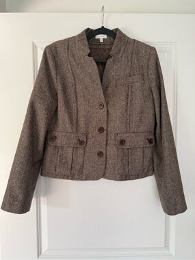 Kookai Brown Tweed Tailored Blazer